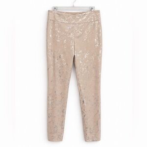 UP! Stone Petal Slit Mid Rise Ankle Pants Silver Print Size 8